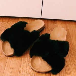 Urban Outfitters Fuzzy Slides
